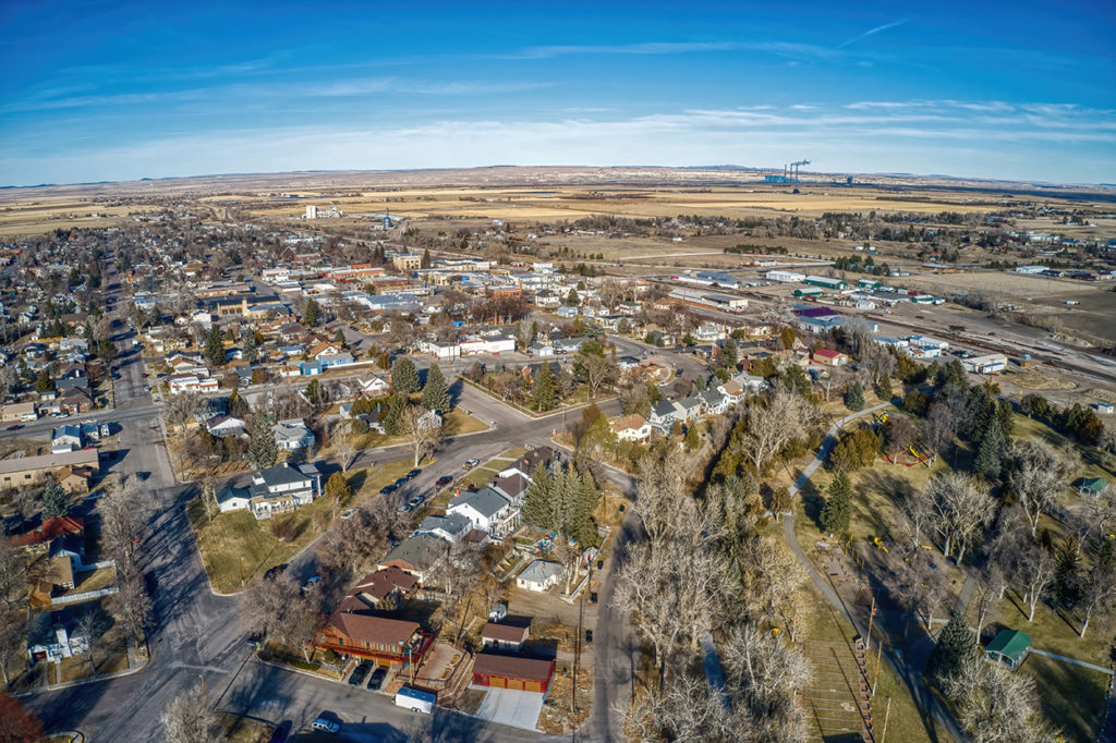 Aerial view of Wheatland, Wyoming